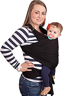 CuddleBug Baby Wrap Sling + Carrier - Newborns & Toddlers up to 36 lbs - Hands Free - Gentle, Stretch Fabric - Ideal for Baby Showers - One Size Fits All (Black)