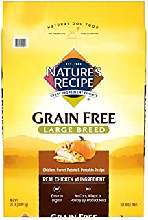 Nature's Recipe Grain Free Chicken, Sweet Potato & Pumpkin Recipe Dry Dog Food for Large Breeds, 24 Pounds, Easy to Digest