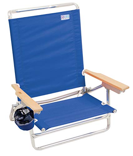 Rio Beach Classic 5 Position Lay Flat Folding Beach Chair - Pacific Blue