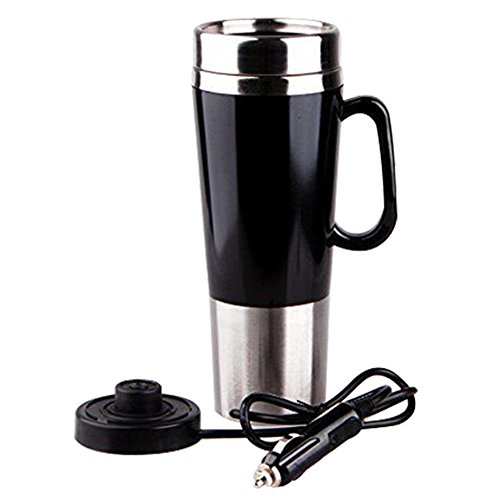 400ml Vacuum Insulated Stainless Steel Travel Mug Car Cup with Charger Car Boiling Mug Electric Kettle Boiling Vehicle Thermos with DC12V Heating Cup