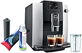 Jura E6 Platinum Automatic Coffee Machine Set with Smart Water Filter, Milk System Cleaner and Milk Container