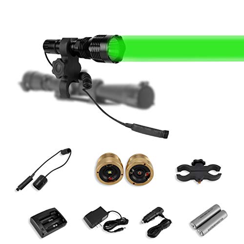 LUMENSHOOTER LS250 Long Range Hunting Light Kit,Green Red White Interchangeable LED Modules,High Power Rechargeable Night Vision Spotlight,Predator Flashlight Torch for Coon Coyote Hog Fox and Varmint