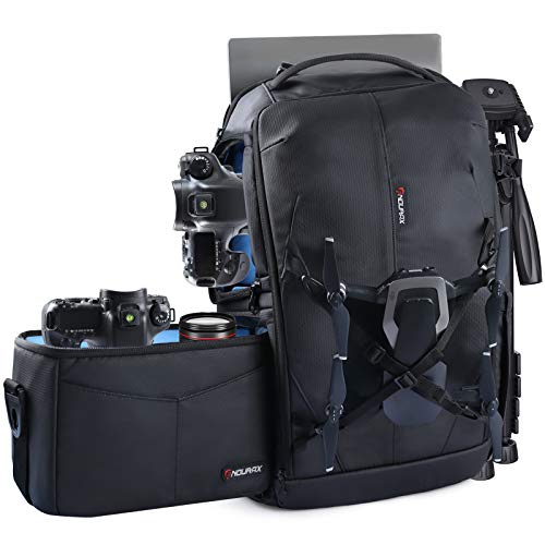 Endurax Camera Backpack with Shoulder Camera Bags for Photographers, Professional Camera Bag for DSLR Canon Nikon with 15.6 Laptop Compartment & Tripod Holder, Waterproof