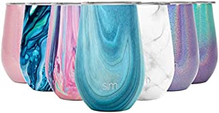 Simple Modern Spirit 12oz Wine Tumbler Glass with Lid - Vacuum Coffee Mug Stemless Cup 18/8 Stainless Steel Pattern: Ocean Quartz