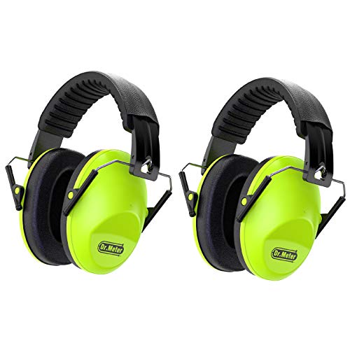 Dr.meter Kids Noise Reduction Earmuffs with 27 NRR Hearing Protection Earmuffs (Green-2 Packs)