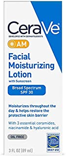 CeraVe AM Facial Moisturizing Lotion SPF 30 | Oil-Free Face Moisturizer with Sunscreen | Non-Comedogenic | 3 Ounce