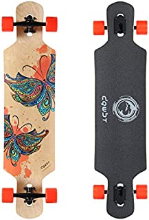 DGWBT 41 inch Longboard Skateboard Freeride- Bamboo Hard Maple Deck,Complete Skateboard Cruiser for Cruising, Carving, Free-Style,Ollie,Dancing and Downhill (Maple)