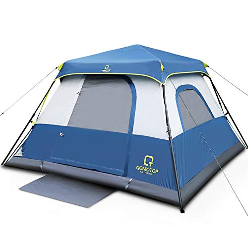 OT QOMOTOP Tents, 4 Person 60 Seconds Set Up Camping Tent, Waterproof Pop Up Tent with Top Rainfly, Instant Cabin Tent, Advanced Venting Design, Provide Gate Mat