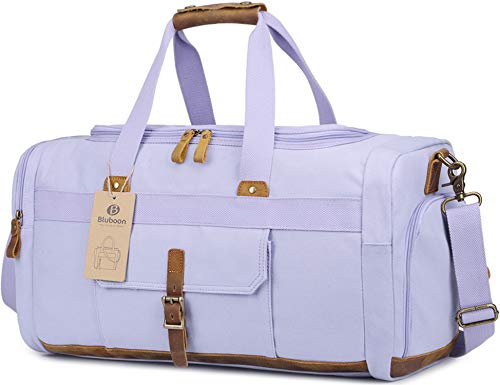 BLUBOON Weekender Overnight Duffel Bag with Shoes Compartment for Women Men Canvas Weekend Travel Tote Carry On Bag (Purple)