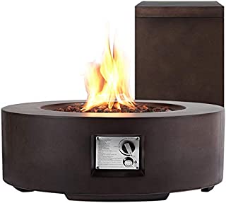 ECOTOUGE 30In Outdoor Propane Fire Pit Gas Table 50,000 BTU Auto-Ignition Gas Firepit and Tank Holder w/ Weather-Resistant Pit Cover, Lava Rocks, CSA Certification, Brown