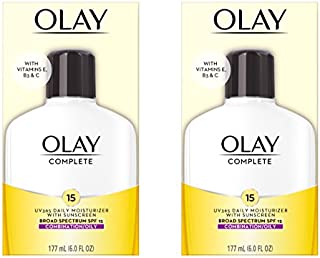 Face Moisturizer by Olay Complete Lotion All Day Face Moisturizer for Combination/Oily Skin with SPF 15, 6 Fl Oz (Pack of 2)