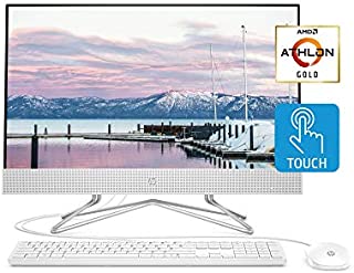 HP 24-inch All-in-One Touchscreen Desktop Computer, AMD Athlon Gold 3150U Processor, 8 GB RAM, 512 GB SSD, Windows 10 Home (24-df0040, White), Snow White