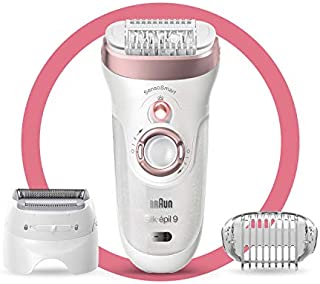 Braun Epilator Silk-épil 9 9-720, Facial Hair Removal for Women, Wet & Dry, Womens Shaver & Trimmer, Cordless, Rechargeable