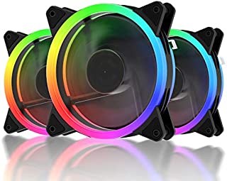 upHere RGB Series Case Fan, Wireless RGB LED 120mm Fan,Quiet Edition High Airflow Adjustable Color LED Case Fan for PC Cases-3 Pack,RGB123-3