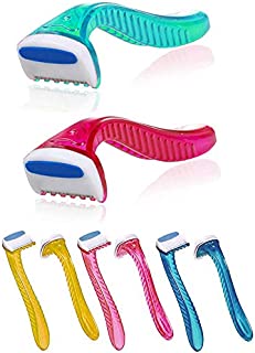 6 Pack Durable Travel Accessories Women Bikini Line Razors Shaver Pubic Hair Removal Beauty Razor Disposable Shavers with Lubricating Sheet