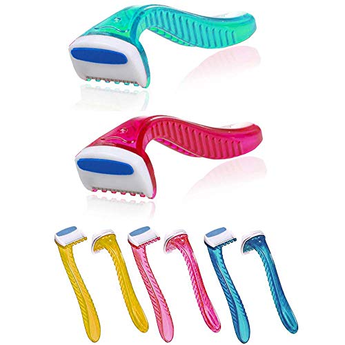 6 Pack Durable Travel Accessories Women Bikini Line Razors Shaver Pubic Hair Removal Beauty Razor Disposable Shavers with Lubricating Sheet