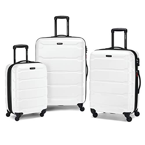 Samsonite Omni PC Hardside Expandable Luggage with Spinner Wheels, White, 3-Piece Set (20/24/28)