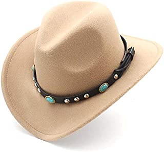 Womens Fashion Western Cowboy Hat with Roll Up Brim Felt Cowgirl Sombrero Caps56-58CM