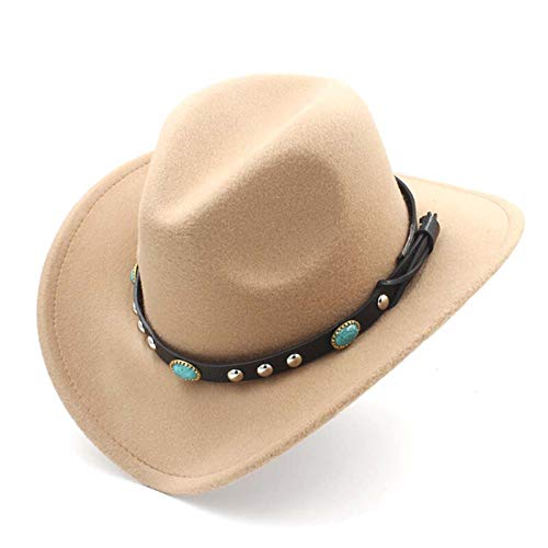 Womens Fashion Western Cowboy Hat with Roll Up Brim Felt Cowgirl Sombrero Caps56-58CM