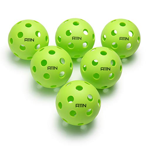 A11N Premium 26 Holes Indoor Pickleball Balls, Durable and High Visibility Ball, Special Design for Indoor Courts (6 &12 Packs Available)- Bright Green