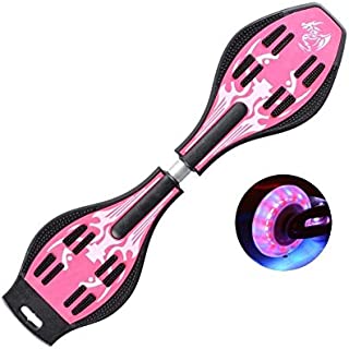 Skateboard Adult Children WaveBoard Caster Board Beginner Gift Outdoor Toy Durable Luminous Wheel (Black/Pink) 11.27 (Color : Pink Dragon)