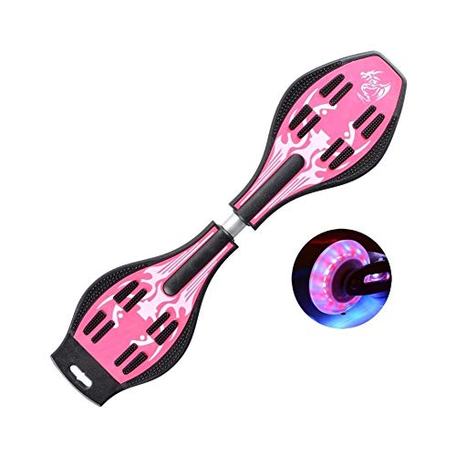 Skateboard Adult Children WaveBoard Caster Board Beginner Gift Outdoor Toy Durable Luminous Wheel (Black/Pink) 11.27 (Color : Pink Dragon)