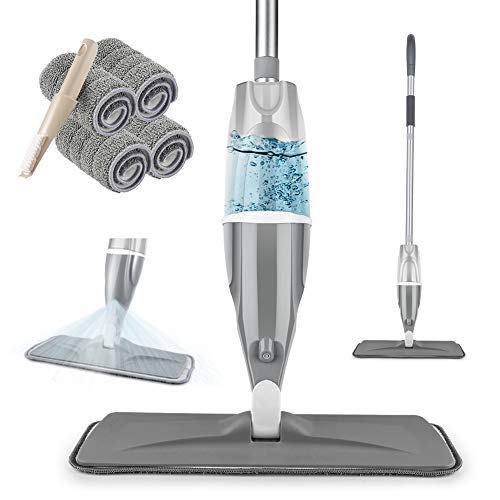 Microfiber Spray Mop for Floor Cleaning,POPTEN Floor Hardwood Mop Dry Wet Mop with 640ML Refillable Bottle and 4 Washable Mop Heads,Dust Cleaning Mop Kitchen Mop for Hardwood Laminate Tile Floors