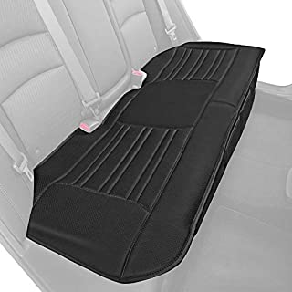 Motor Trend Black Universal Car Seat Cushion, Rear Bench Seat  Padded Luxury Cover with Non-Slip Bottom & Storage Pockets, Faux Leather Cushion Cover for Car Truck Van and SUV