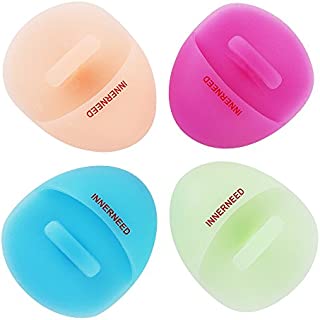 Super Soft Silicone Face Cleanser and Massager Brush Manual Facial Cleansing Brush Handheld Mat Scrubber For Sensitive, Delicate, Dry Skin (Pack of 4)