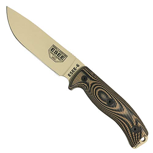 ESEE-6 1095 Carbon Steel, Black Sheath (Desert Tan Blade, Coyote/Black G10 3D Handle)