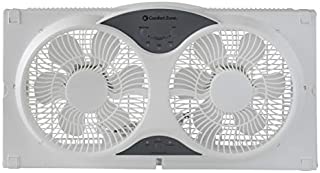 CCC Comfort Zone Twin Window Fan with Remote | 3 Speed, High Velocity, Dual Blade Fans