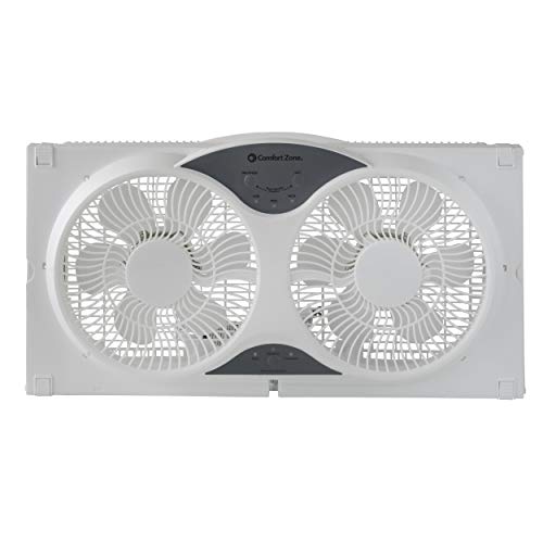 CCC Comfort Zone Twin Window Fan with Remote | 3 Speed, High Velocity, Dual Blade Fans