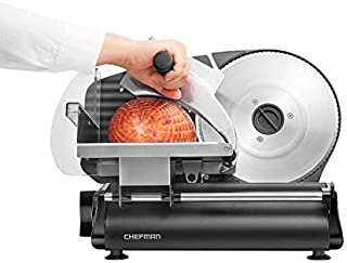 Chefman Die-Cast Electric Deli & Food Slicer, Cuts Meat, Cheese, Bread, Fruit & Vegetables, Adjustable Slice Thickness, Stainless Steel Blade, Safe Non-Slip Feet, For Home Use, Easy To Clean, Black