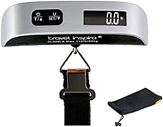 Digital Luggage Scale, 110LB Portable Handheld Baggage Scale for Travel, Suitcase Scale with Hook, Battery Included with Overweight Alert, White Backlight LCD Display - Silver