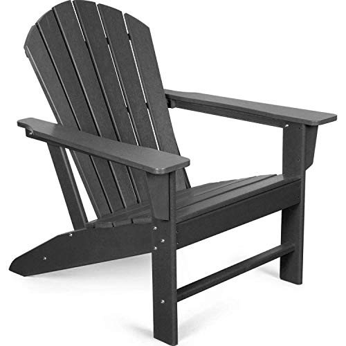 Oversized Poly Lumber Adirondack Chair - for Garden, Poolside & Fire Pit, Patio Chair with 350lbs Duty Rating and 22inch Seating Width, All-Weather Lounge Chair Withstand Fade-Resistant(Black)