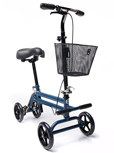 KneeRover Evolution Steerable Seated Scooter Mobility Knee Walker Crutches Alternative in Blue