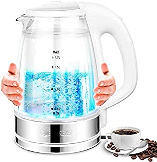 Electric Kettle 1.7L 1850W Glass Electric Tea Kettle (BPA Free) Hot Water Kettle Heater Auto Shut-Off Boil-Dry Protection, BPA-Free Stainless Steel Lid Bottom