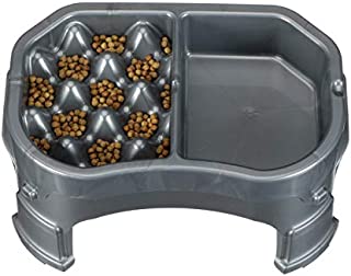 Neater Pet Brands  Neater Raised Slow Feeder Dog Bowl  Elevated and Adjustable Food Height - (Double Diner, Gunmetal)