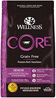 Wellness Natural Pet Food CORE Natural Grain Free Dry Dog Food, Senior, 4-Pound Bag, Turkey