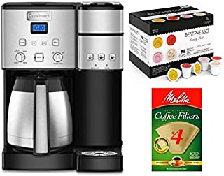 Cuisinart SS-20 10-Cup Coffeemaker Single-Serve Brewer Bundle with Natural Brown Filter 4 (100 Count) and 96-Count K-Cup Set (3 Items)