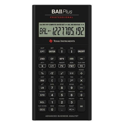 Texas Instruments TI BA II Plus Professional Financial Calculator - 10 Character(s) - LCD - Battery Powered IIBAPRO/CLM/4L1/A