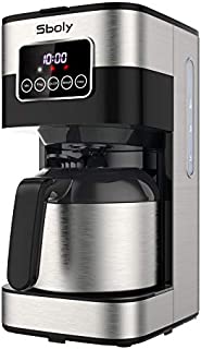 Sboly Drip Coffee Maker, Programmable Coffee Maker with Thermal Carafe, 8 Cup Coffee Pot with Timer and Strength Control