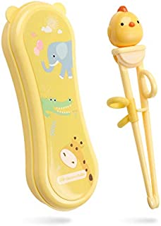 Goryeo Baby Training Chopsticks for Kids - Use Completely Harmless Material - Anti-dislocation Buckle Design - Includes Portable Box (Yellow)