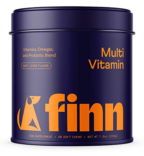 Finn All-in-1 Dog Multivitamin - Everyday Vitamin Supplement for Dogs with Probiotics, Omega-3s, Glucosamine + Chondroitin | Gut & Immune Health, Joint Support, Heart Health | 90 Soft Chew Treats