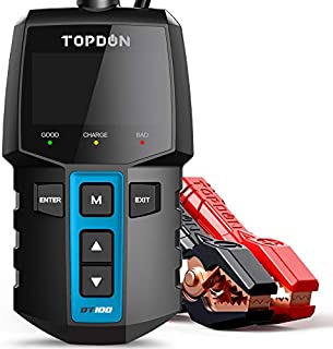 Car Battery Tester 12V Load Tester, TOPDON BT100 100-2000 CCA Automotive Alternator Tester Digital Auto Battery Analyzer Charging Cranking System Tester for Car Truck Motorcycle ATV SUV Boat Yacht