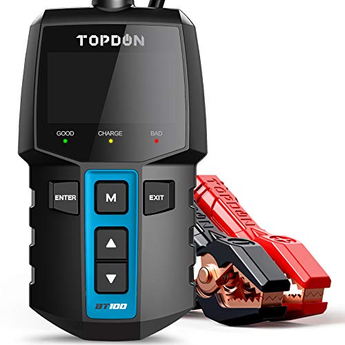 Car Battery Tester 12V Load Tester, TOPDON BT100 100-2000 CCA Automotive Alternator Tester Digital Auto Battery Analyzer Charging Cranking System Tester for Car Truck Motorcycle ATV SUV Boat Yacht