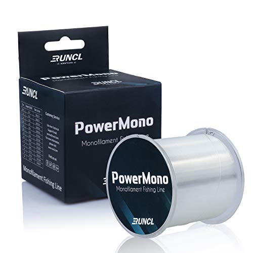 RUNCL PowerMono Fishing Line, Monofilament Fishing Line - Ultimate Strength, Shock Absorber, Suspend in Water, Knot Friendly - Mono Fishing Line (Clear, 12LB(5.4kgs), 300yds)