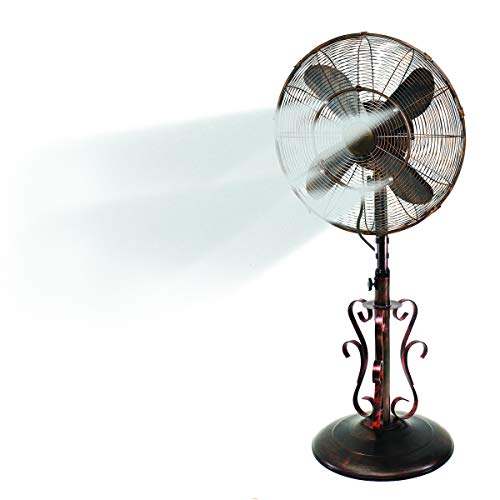 Oscillating Fan with Misting Kit - 3 Cooling Speeds with High RPM - 40 to 51 Adjustable Height - Art Deco Floor Fan with Weighted Base and All-Weather UV Paint for Outdoor Use (Riverside)