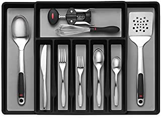 Expandable Cutlery Drawer Organizer, Flatware Drawer Tray for Silverware, Serving Utensils, Multi-Purpose Storage for Kitchen, Office, Bathroom Supplies