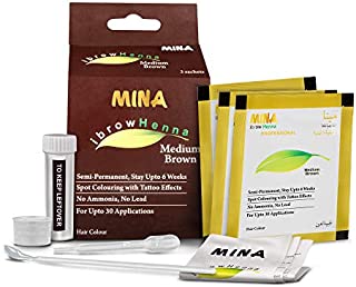 Mina ibrow Henna Medium Brown regular Pack for Hair Coloring (Effectively covers resistant grey hair)